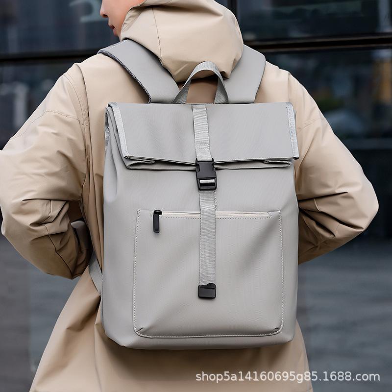 Rucksack mit großem Fassungsvermögen, schlichte Unifarbe, modische Computertasche, multifunktionaler Rucksack für Herren für den täglichen Gebrauch im Geschäft