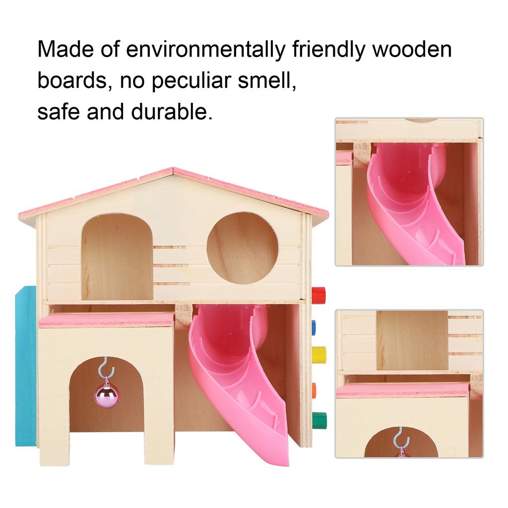 Wooden Hamster Fun House Huts Toy Hamster Exercise Playthings Fun Gym Playground
