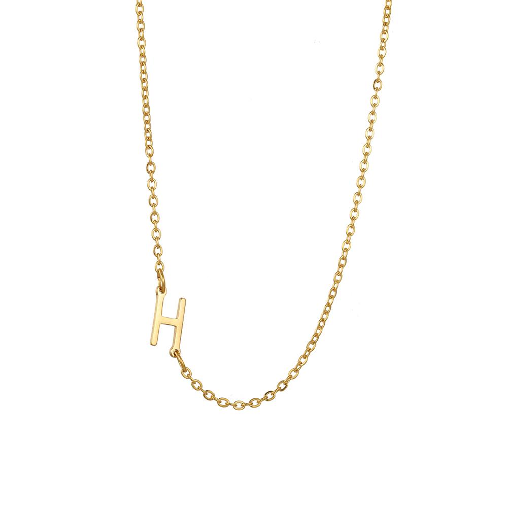Cazador Sideways Tiny Letter Initial Necklaces A-Z Letters Necklace Stainless Steel Necklace For Women Gift Anniversary Jewelry