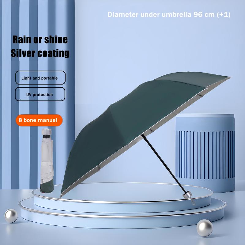 8 Bone Silver Glue Manual Folding Umbrella With Thick And Durable Keel Rain Sun Umbrellas Windproof Multi-Color Travel Umbrella