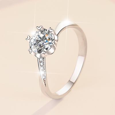 D Color 1ct Moissanite Diamond Ring Women's Ring 925 Sterling Silver Plated Pt950 Ring Silver Engagement Ring Wedding Ring Gift for Girlfriend