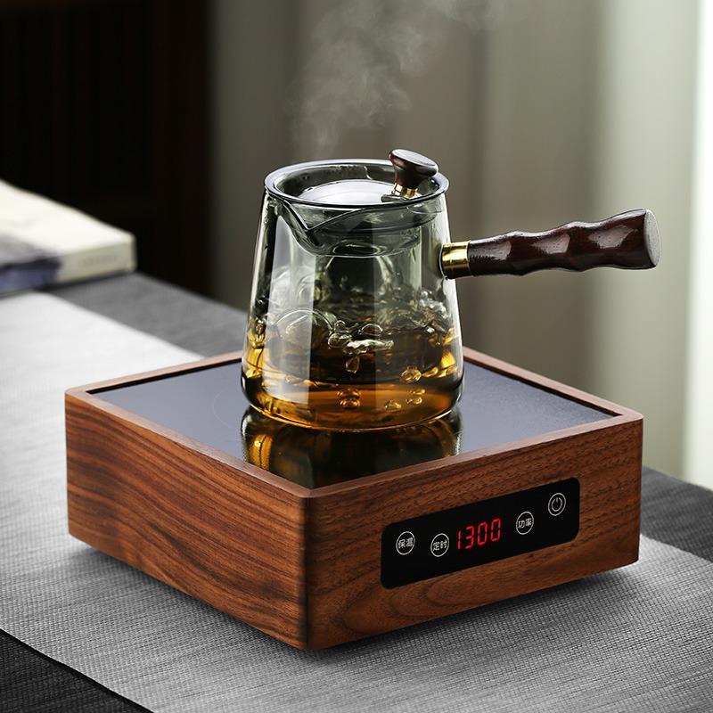 Side Handle Wooden Handle Glass Teapot Steaming and Boiling Dual-use Japanese-style Kettle High Borosilicate Gongfu Tea Set