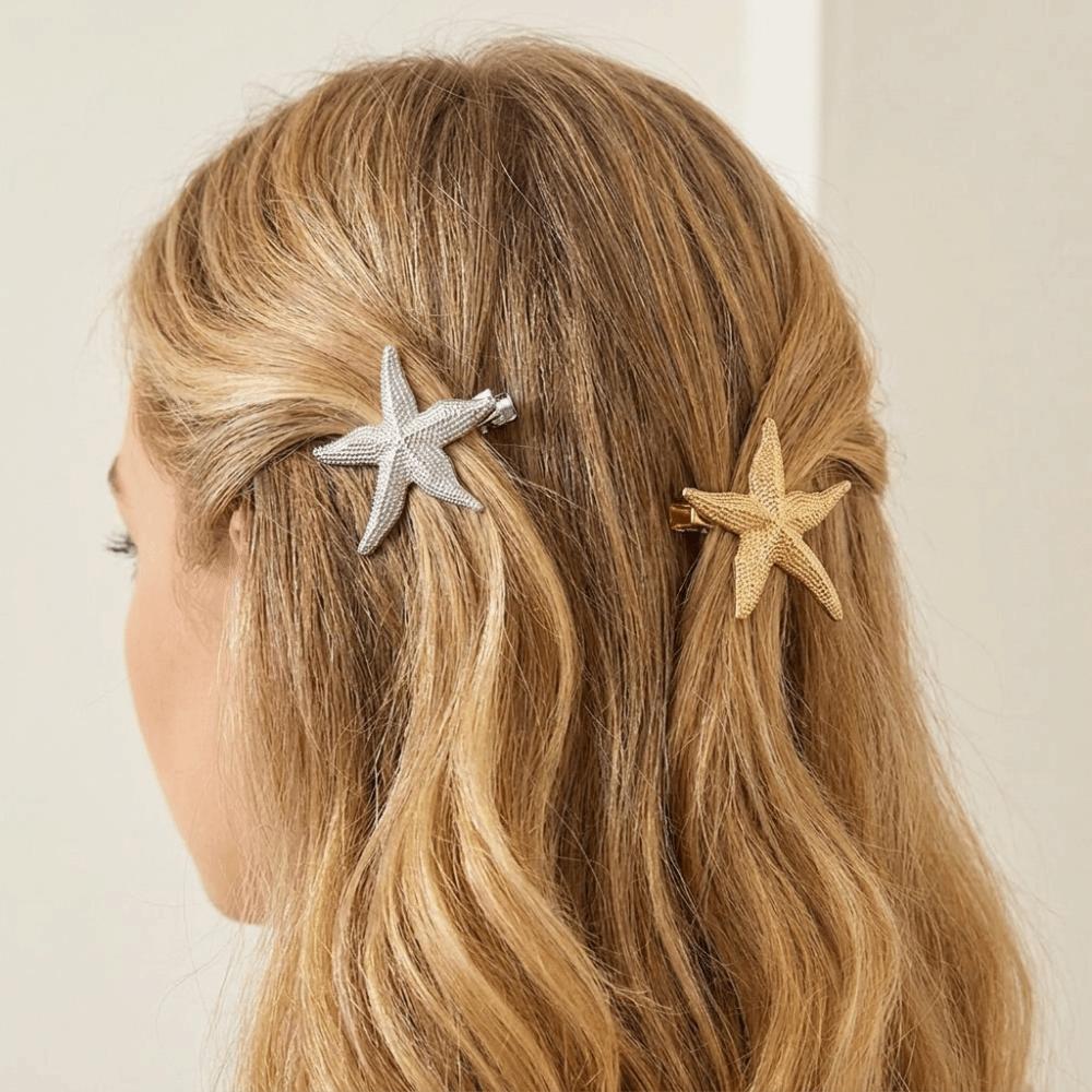 Vacation Style Starfish Hair Clip Golden Color Hair Accessories Duckbill Hair Clip Seaside Wear