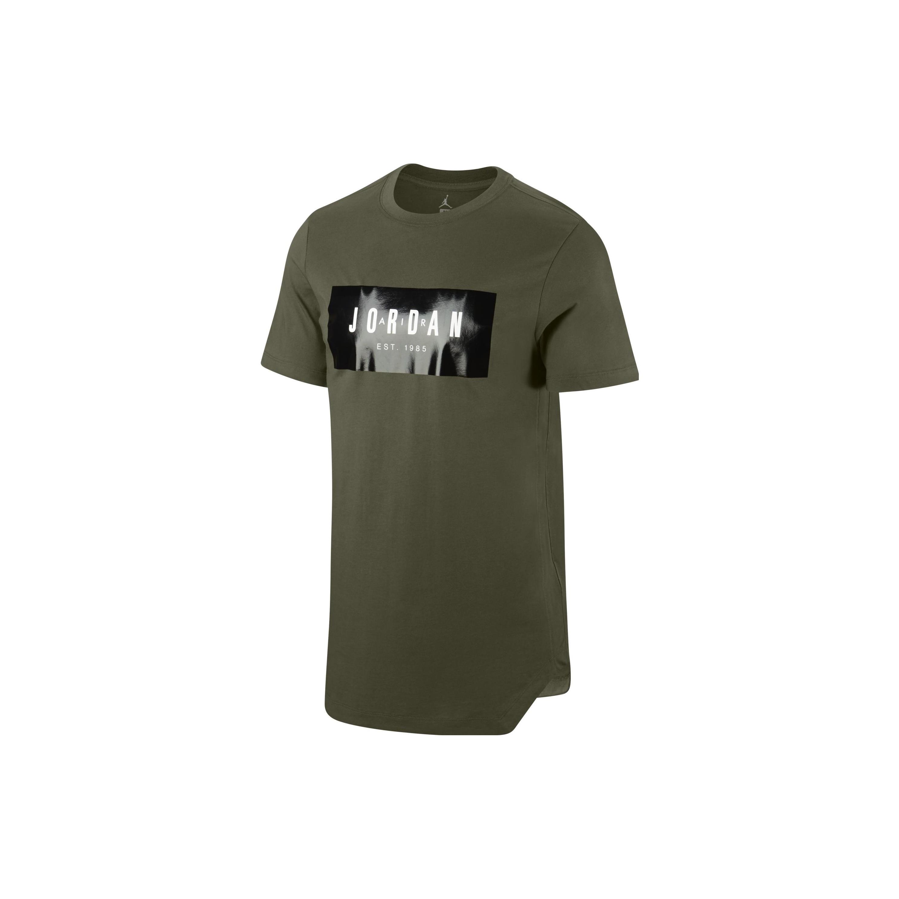 Jordan T Shirts Men s Army Green Crew Neck Moderate Straight Fit AA1918-395 XS