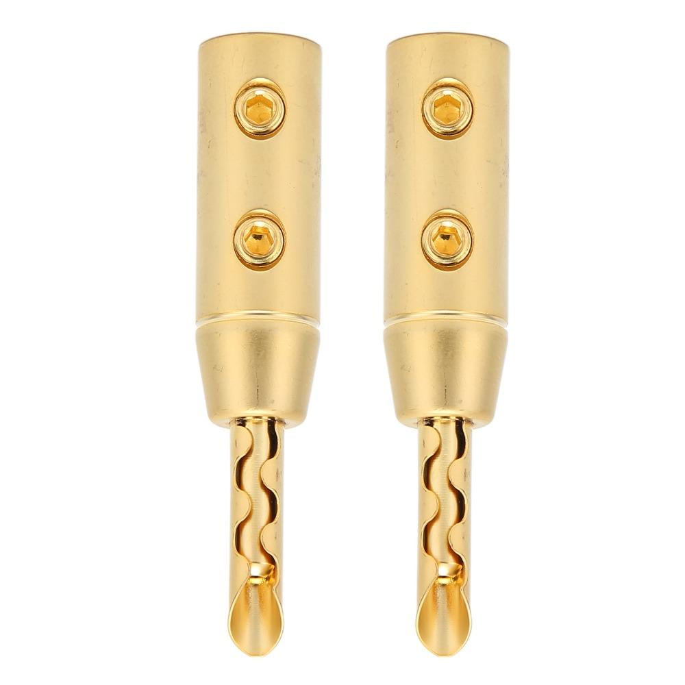 4PCS Gold Plated BFA Banana Plug Double Screw Open Screw Banana Plugs For Sound Systems