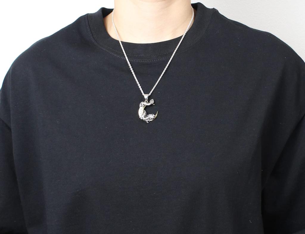 goodvibrations Dragon, Crescent Moon, Japanese Pattern, Silver 925 Pendant