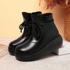 Autumn and Winter New Retro Thick-soled Soft Leather Martin Boots Lace-up Light Short Boots Velvet Warm Women's Shoes Comfortable Cotton Shoes