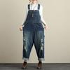 Denim Overalls Women's Fashion Loose Hole Design Overalls Women's Casual Retro Overalls Classic Trousers