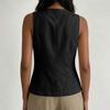 Women's Linen Blend Sleeveless Vest Top, Asymmetric Collar Button Down Blouse, Casual Summer Tank Top