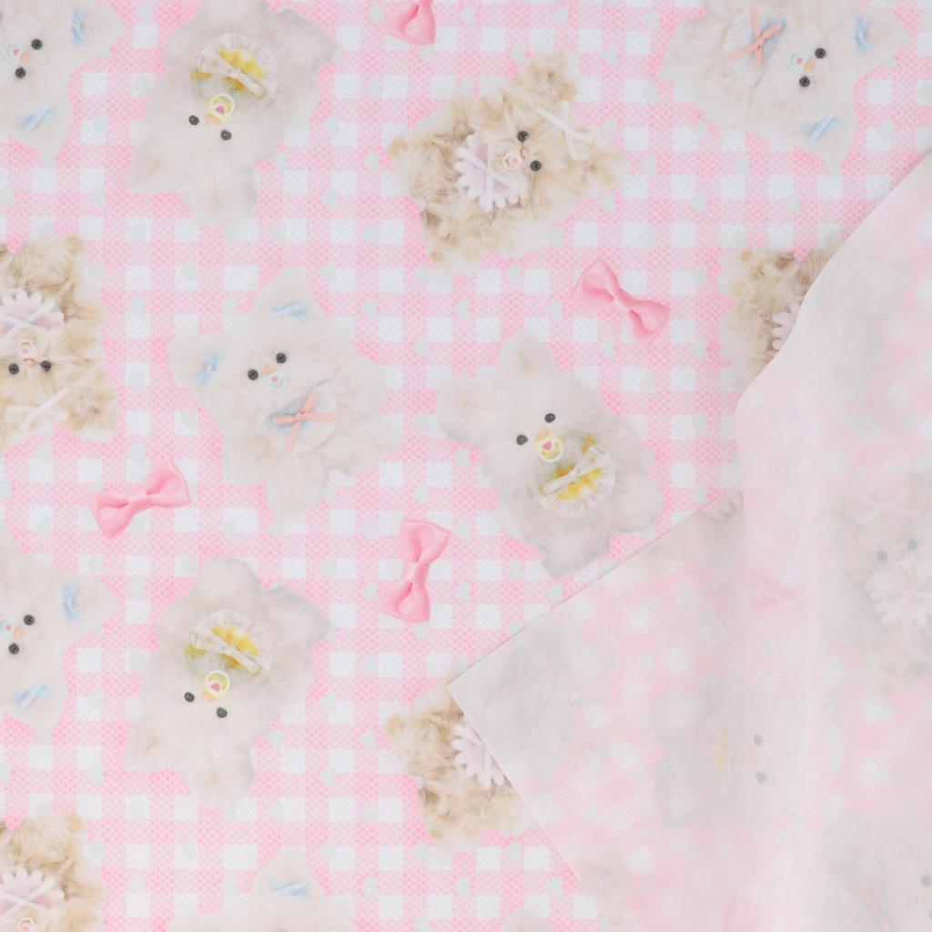 KIYOHARA imaDOKI Fluffy Baby Ribbon 45cm Wide X 1m Includes QR Code for Recipes To Make Large Small Drawstring Fabric, Cut, Pink, & Bags, IMAF-22C