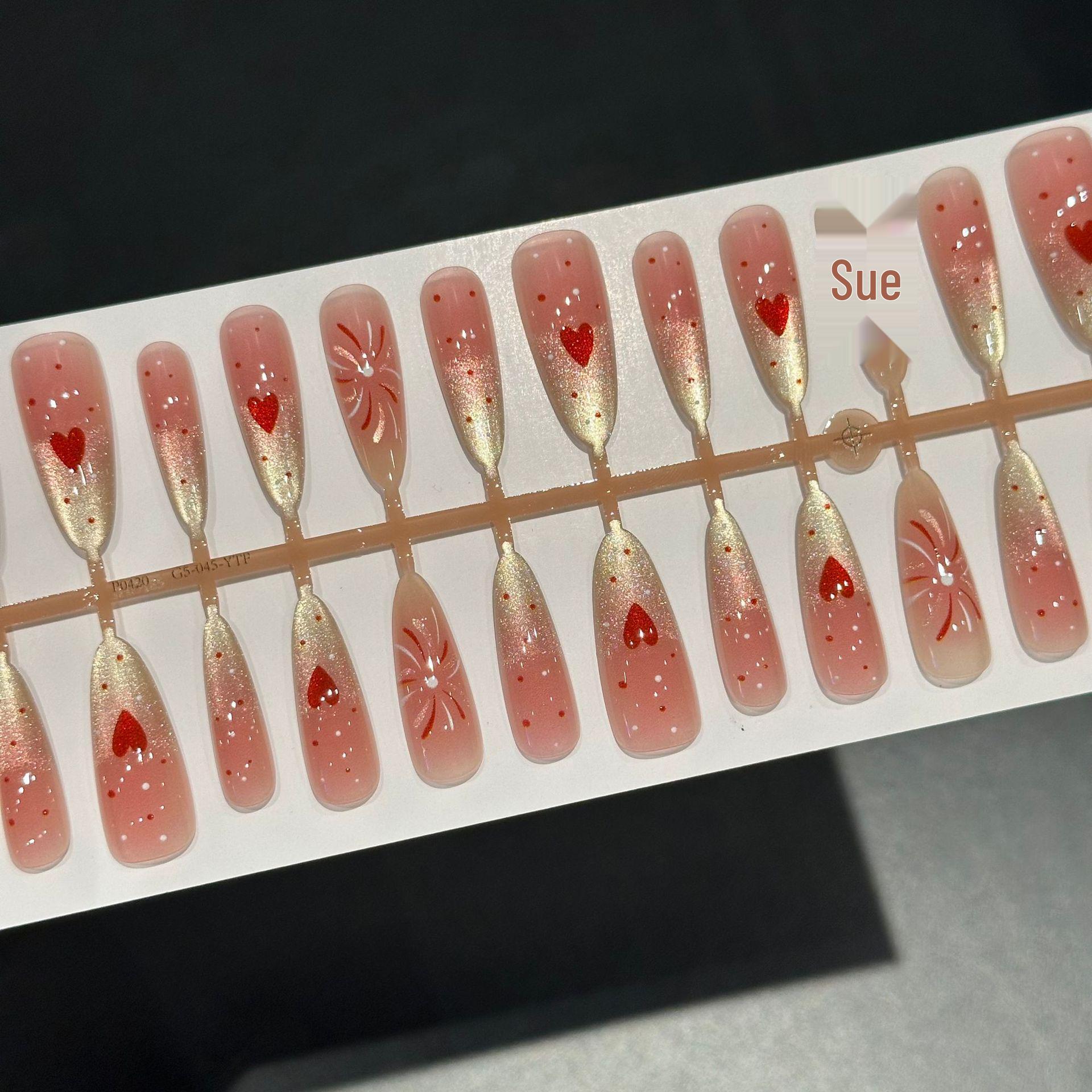 30 Heart Fireworks Wearable Nails: Cat Eye Series Whitening Nail Art Stickers