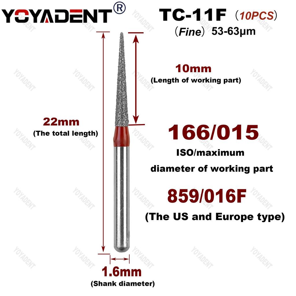 10Pcs/Pack Dental Diamond Burs Polishing Material SR TC Type Dia.1.6mm For High Speed Handpiece Teeth Whitening