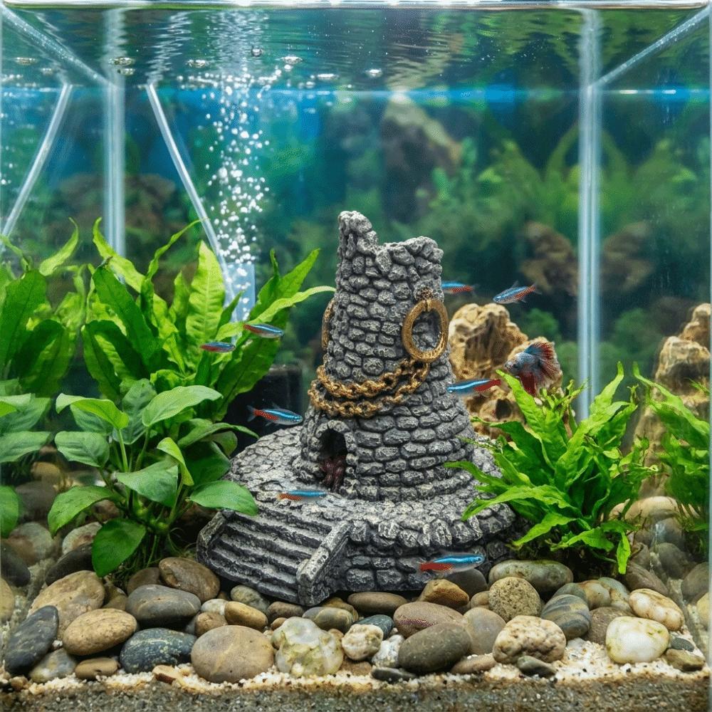 Creative Chimney Aquarium Bubbler Simulation Fish Shelter Hiding Spots Landscaping