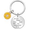Cute Mobile Phone Lanyard Chain Sunflower Pendant Metal Stainless Steel Keychain Encouragement Message Pendant Charm Men Women