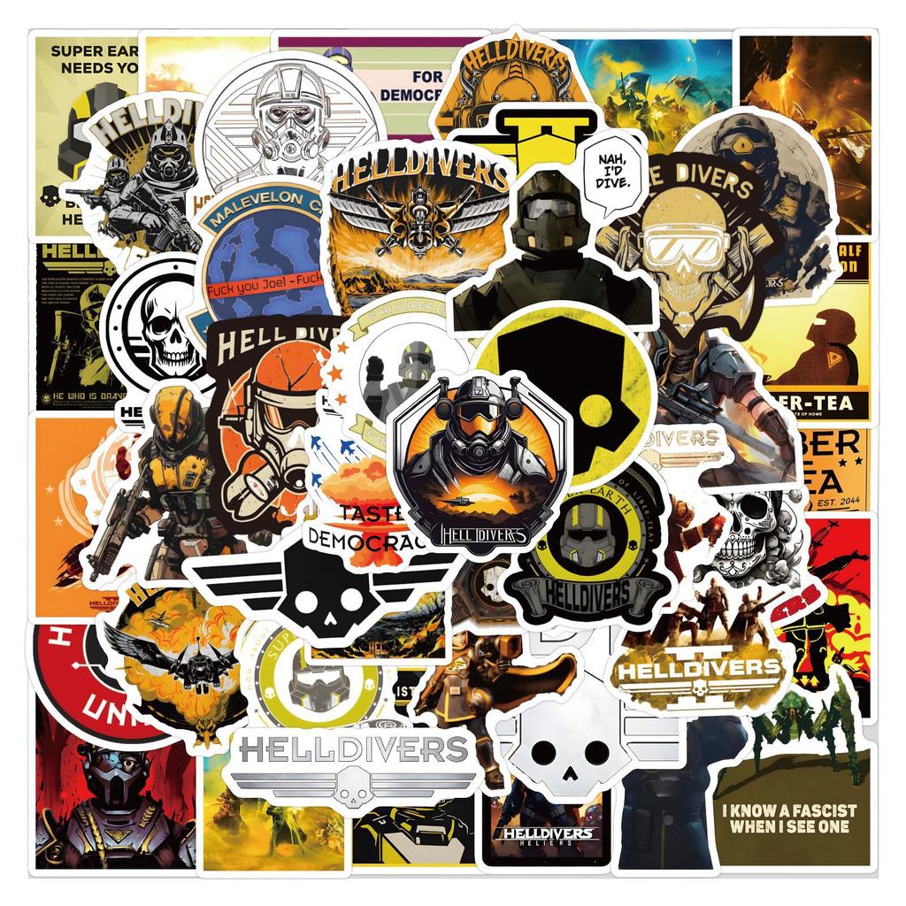 55 Neue Helldivers Spiel Graffiti Aufkleber Dekorieren Notizbuch Koffer Aufkleber
