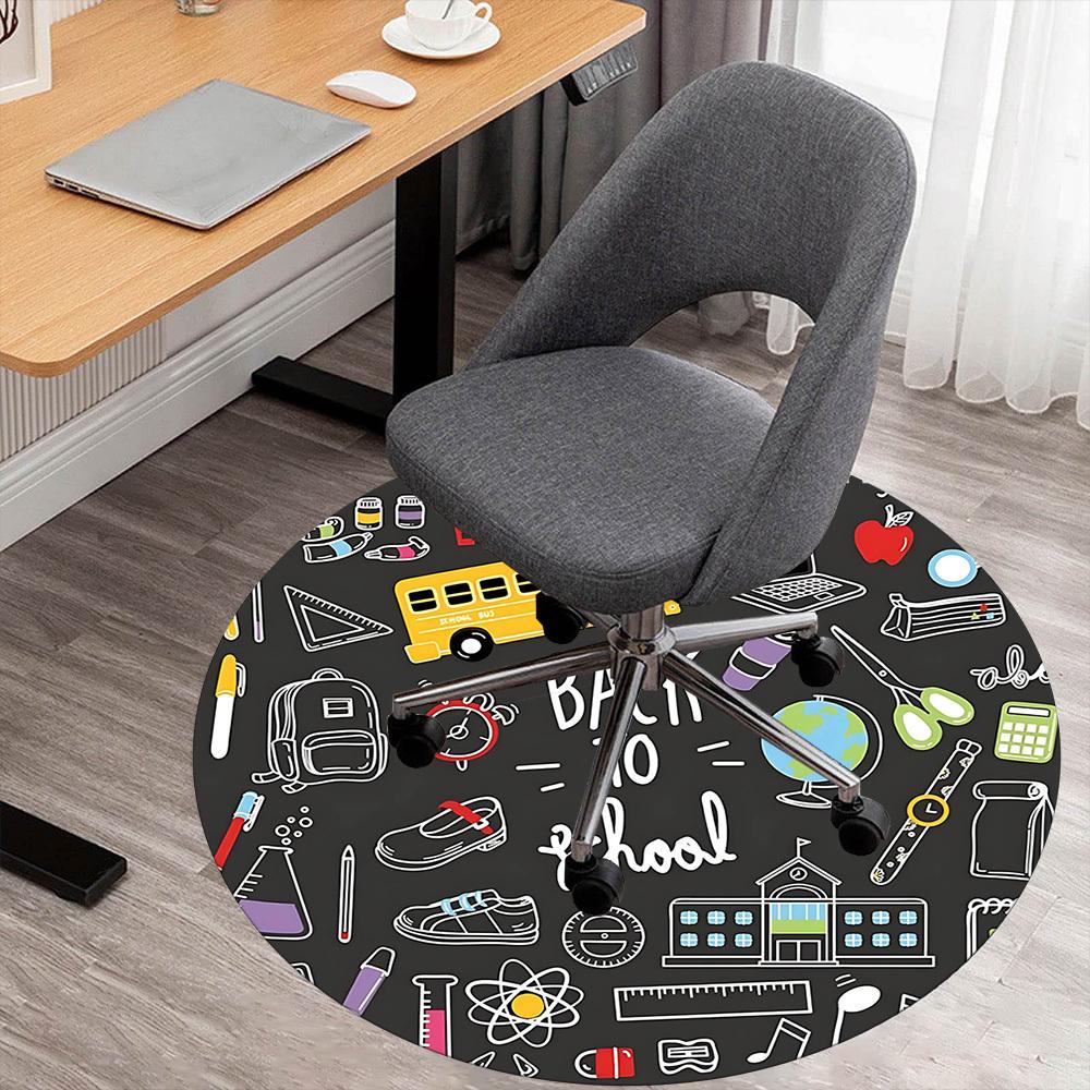 

1pc Back to School Round Chair mat Area Rug - Non-Slip, Floor Mat for Office, Bedroom, and Indoor Decor -1002259 80cm by 80cm