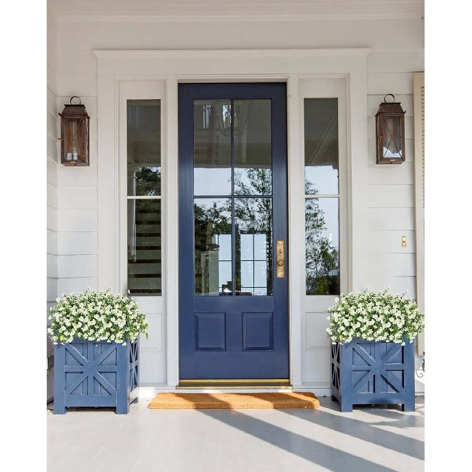 Artificial Flowers for Outdoors, 12 Bundles Fake White Flowers for Outdoor Planters, Faux Plants with Silk Flowers for Porch Decor Garden Patio Home