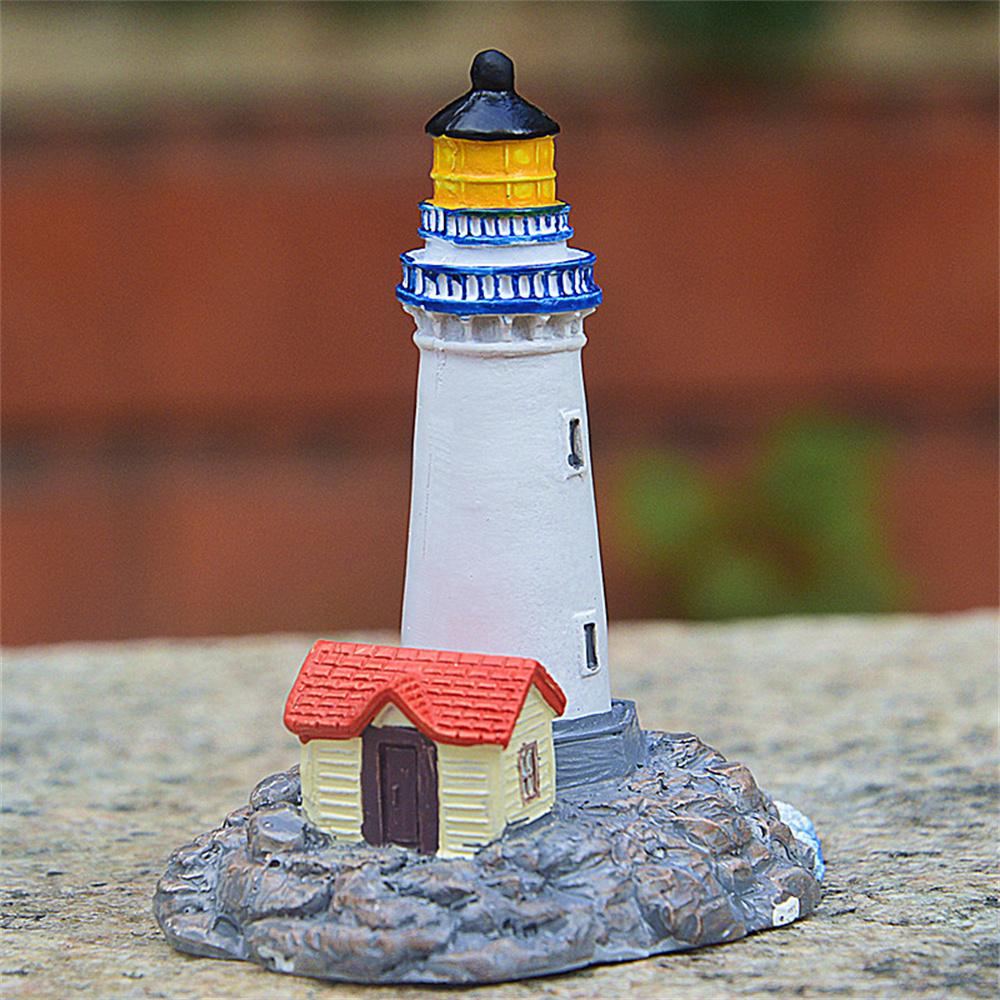 Mediterranean Style Small Lighthouse Ornament Micro Landscape Resin Craft