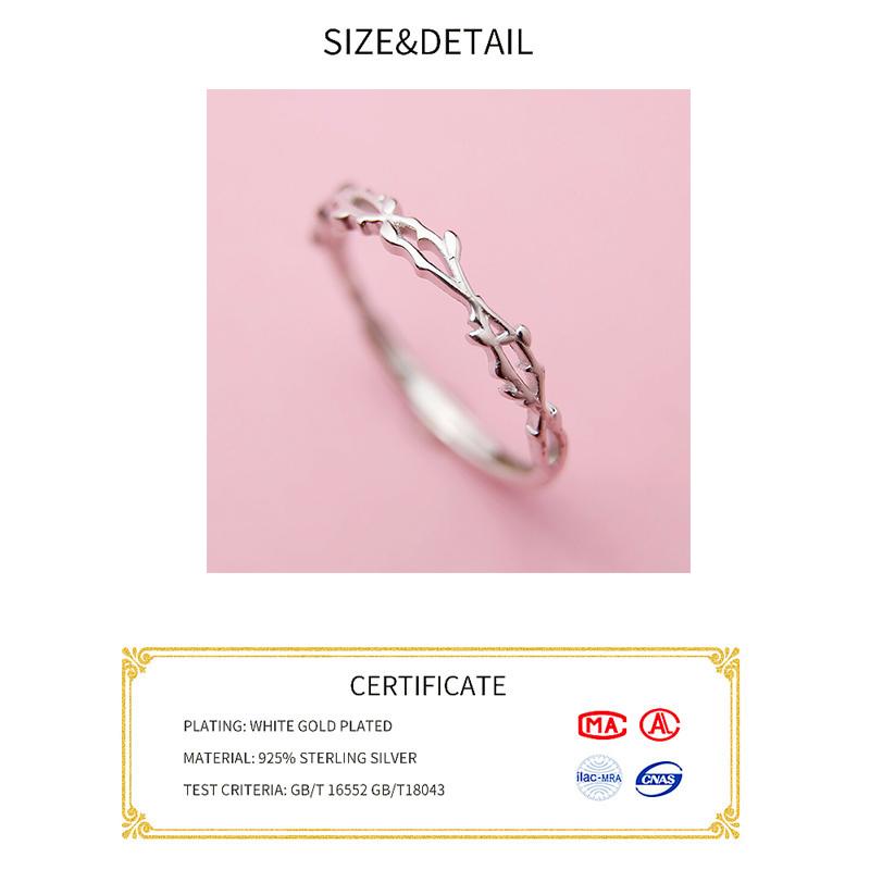 Xiaomi Vintage Branch Leaf BFCLUB  Silver Color Ring Opening Ring For Women Jewelry Gift Dropshipping