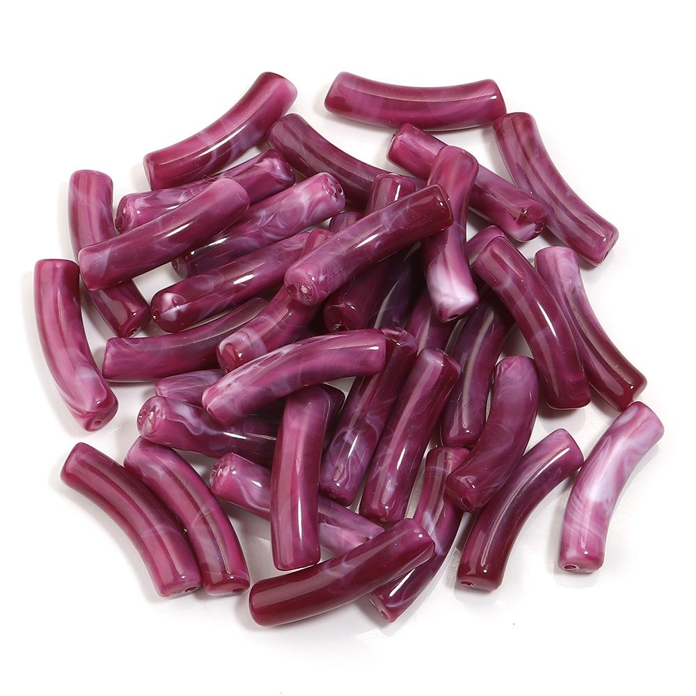 30 pezzi/lotto Perline Tubolari Curve in Acrilico Bicolore Forma Sottile di Bambù Perline Distanziatrici Sfuse Per Braccialetti Collane Fai da te Accessori per Gioielli