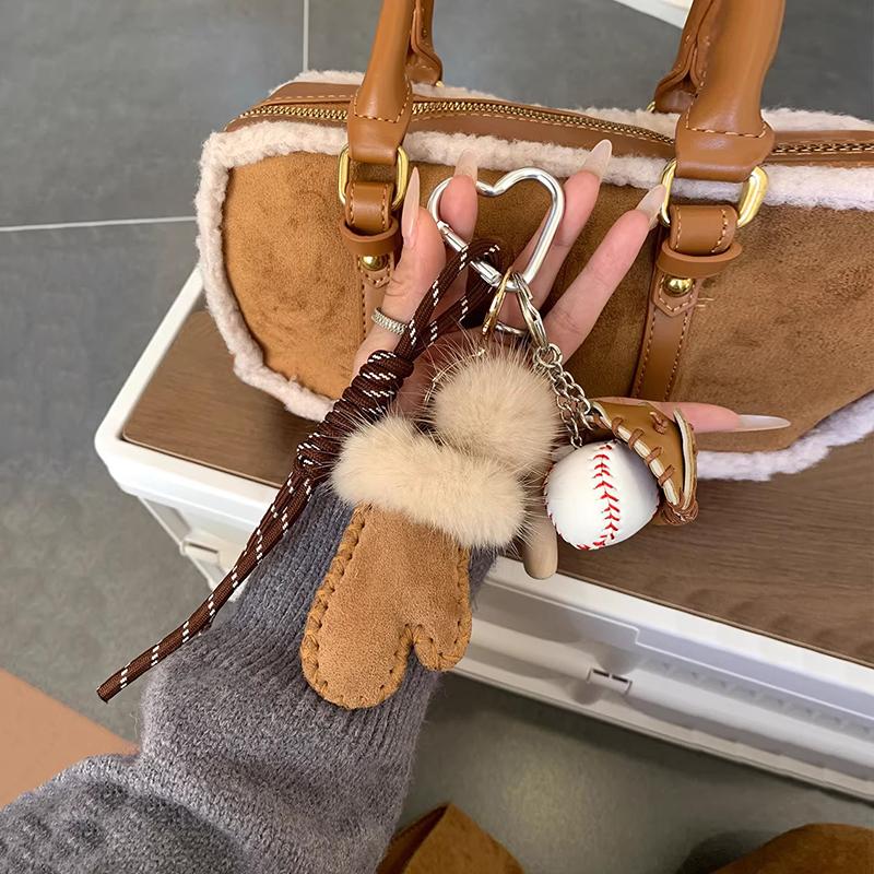 Bag Charm Mink Fur Bag Pendants Mini Gloves Cute Sweet Bag Accessories Multifunctional Charm