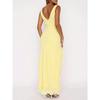 Womens Solid Color V-Neck Sleeveless Ruffle Hem Slit Maxi Dress High Waist Street Chic 2026