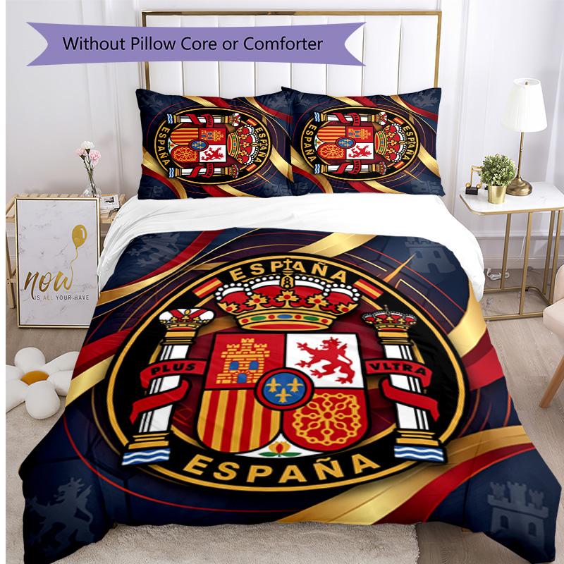 Set Lenzuola Stampate Caldo e Traspirante 3 Pezzi Spagna Calcio, Come Regalo per Inaugurazione Casa o Festa