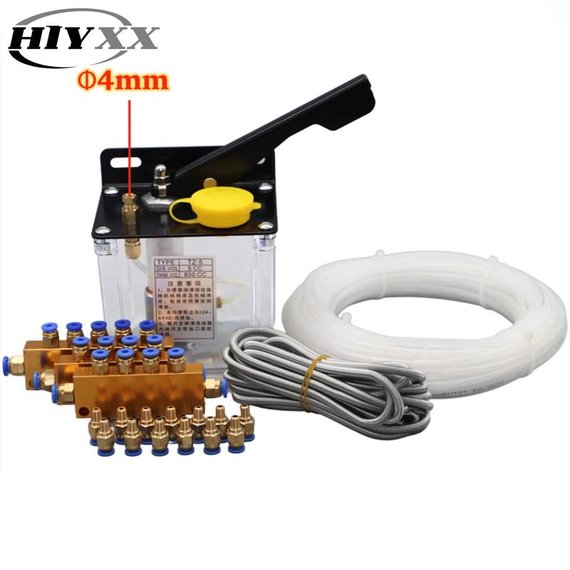 CNC Manual Lubrication Oil Pump Kit Oil Outlet 4mm 6mm TZ-5 Lubrication Pump for CNC Engraving Router