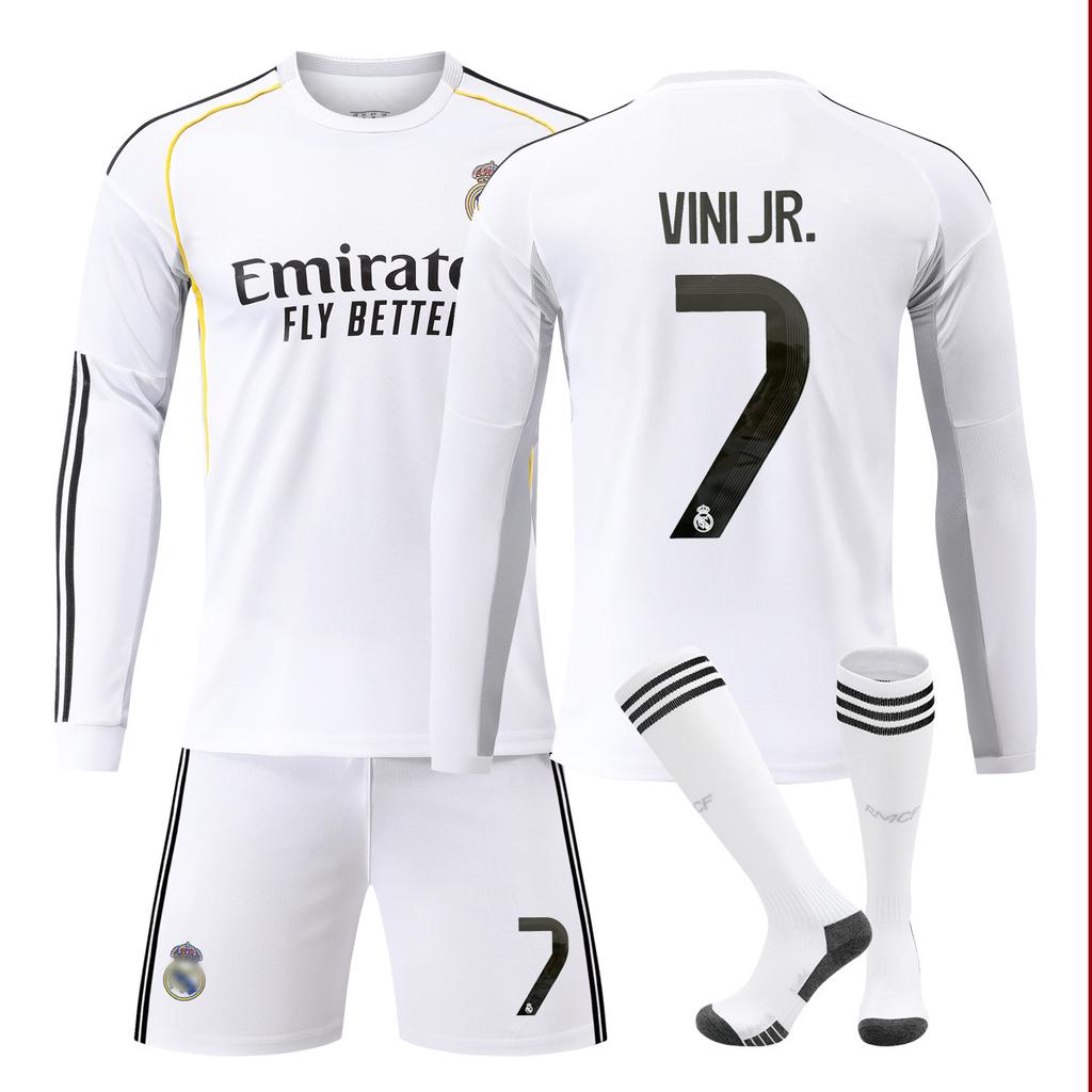 Maglie da Calcio a Manica Lunga Maglie Casa e Trasferta Real Madrid Adulti Bambini