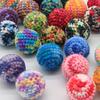 Retro Hand-Knitted Cat Toys Ball Colorful with Bell Inside Cat Ball Toy Woolen Yarn Interactive Kitten Toys for Indoor Self Play