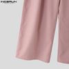 INCERUN Men High Slim Waist Zipper Casual Long Splits Wide Legs Pants Trousers