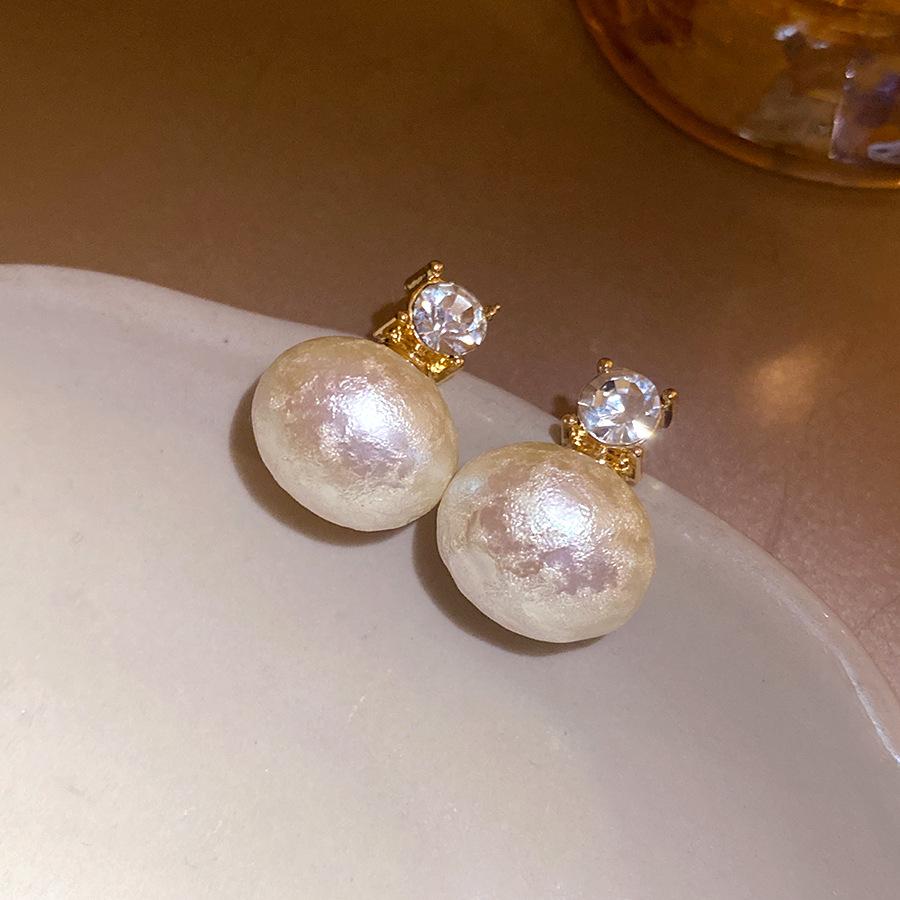 Pearl Square Zircon Earrings Retro Elegant Jewelry