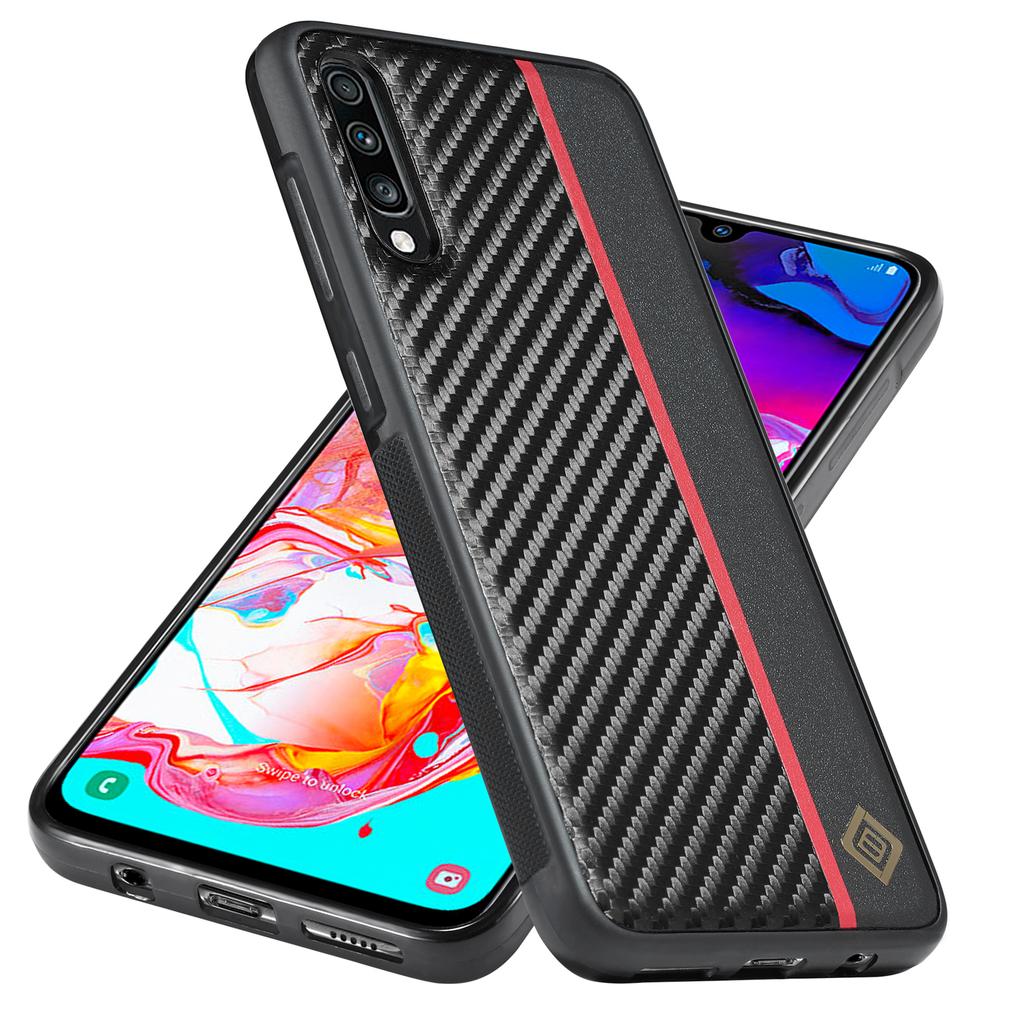 LC.IMEEKE Pentru Samsung Galaxy A50/A50s/A30s Husă Telefon Fibra de Carbon Îmbinare Piele+TPU+EVA Husă