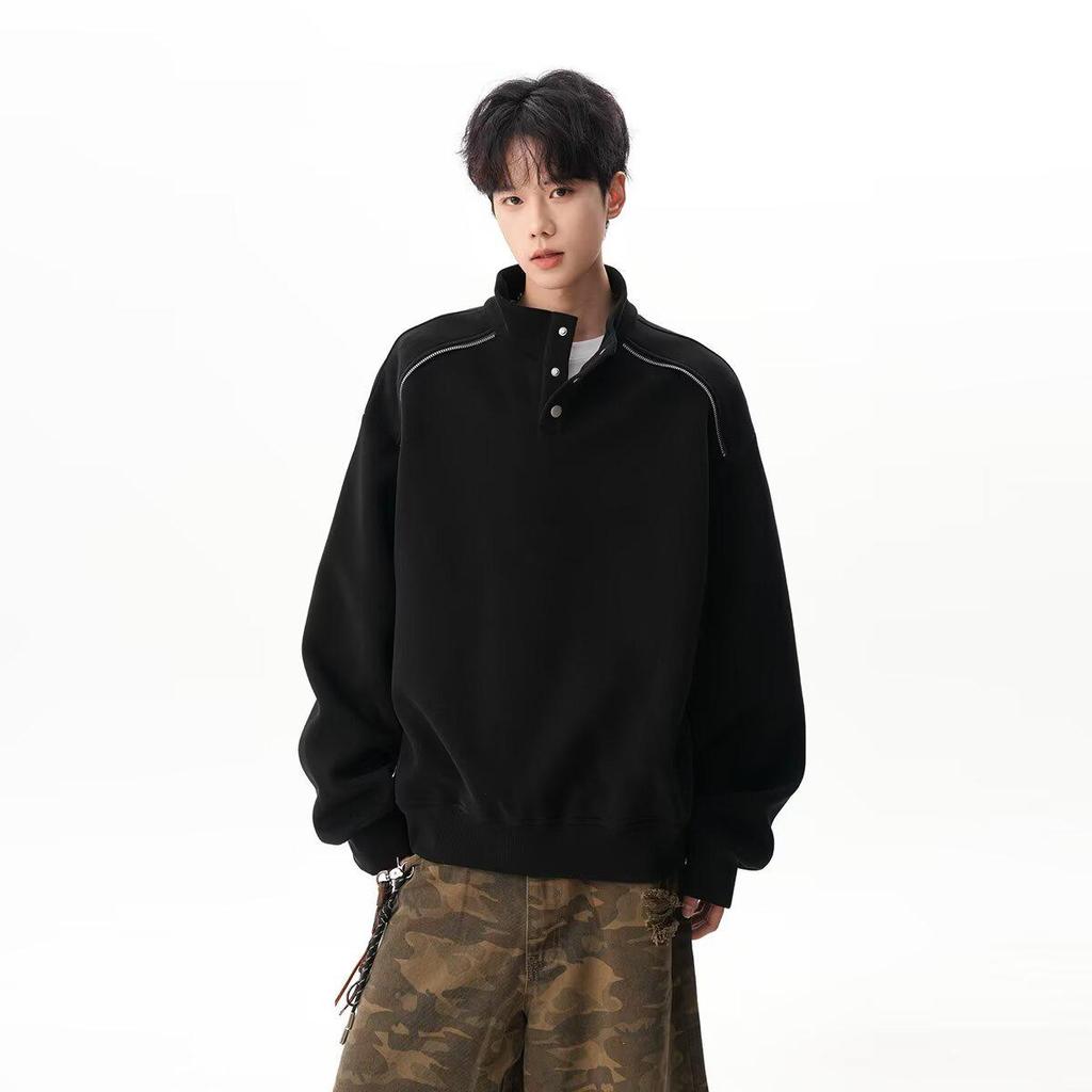 Men's Korean Style Round Neck Loose Hoodie, Autumn/Winter 2024 Trendy Chic Hong Kong Style.