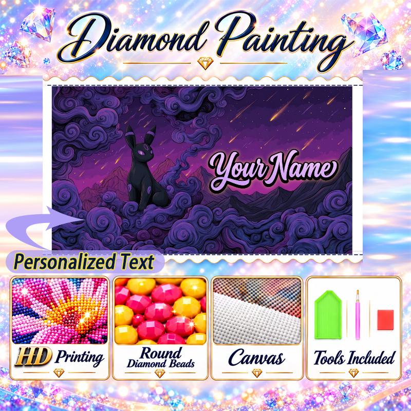 Personalized espeon Diamond Art Custom Name 5D Diamond Painting Full Drill DIY Craft