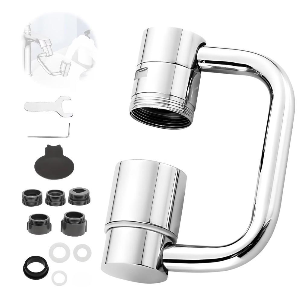 Universal Swivel Faucet Mechanical Arm Bathroom Sink Faucet Nozzle Extender Rotatable Full Copper Faucet Aerator Dual Outlet