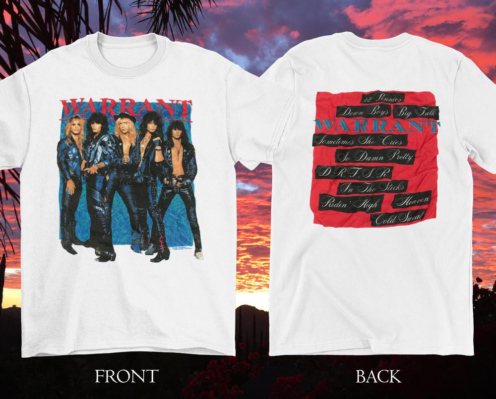 Vintage WARRANT Band In Concert 2 SIDES Shirt White Unisex S-234XL Unisex T-Shirt S