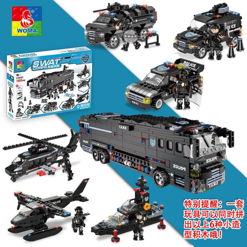 Swat Team Military 6-12 Children'S Puzzle Assembled Building Block Storm Mobile Combat Bus C0547