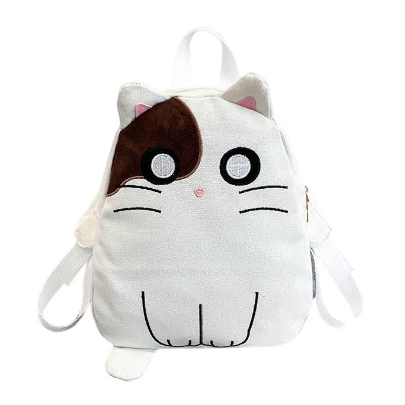 New Arrival 20l Canvas Cat Backpack For Girls And Boys Soft And Durable With Lovely Print