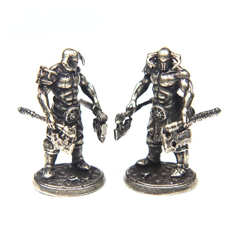 Weißes Kupfer Metall Solider Miniaturen Figur Vintage Starke Männer Krieger Ornament Desktop Dekoration Zubehör Spielzeug Geschenk