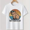 Don't Worry Be Capy Printed Colorful T-shirts for Teenagers and Children Summer Boy and Girl Casual Loose Short Sleeve T-shirt