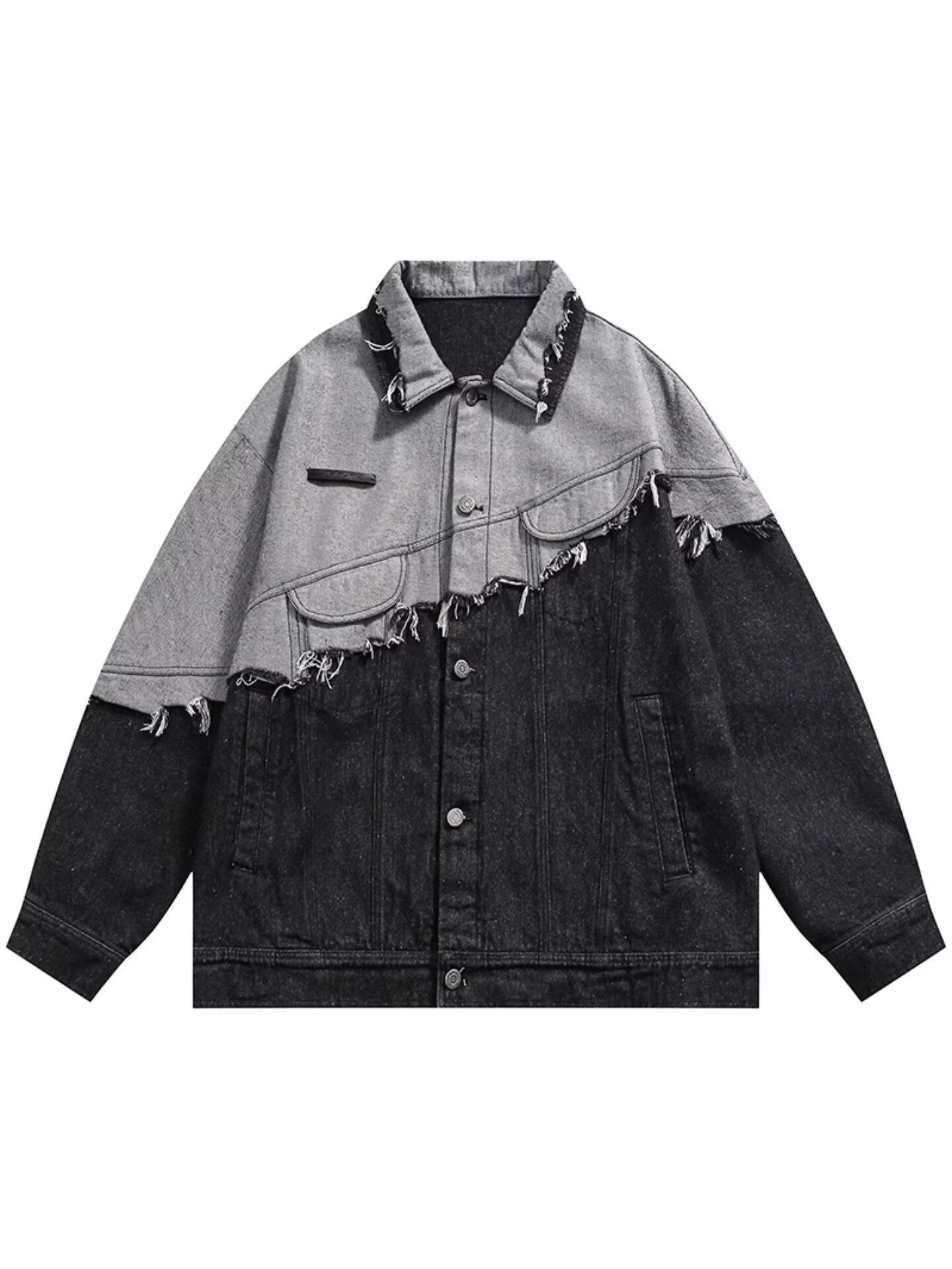 

Мужская джинсовая куртка в стиле ретро колор-блок Осень 2025 - Трендовая американская уличная одежда. M