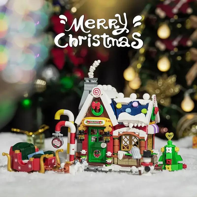 Forest House Building Blocks Snowman Cabin Toy Model Bricks Holiday Decoration Kids DIY Toys Unique Holiday Gift