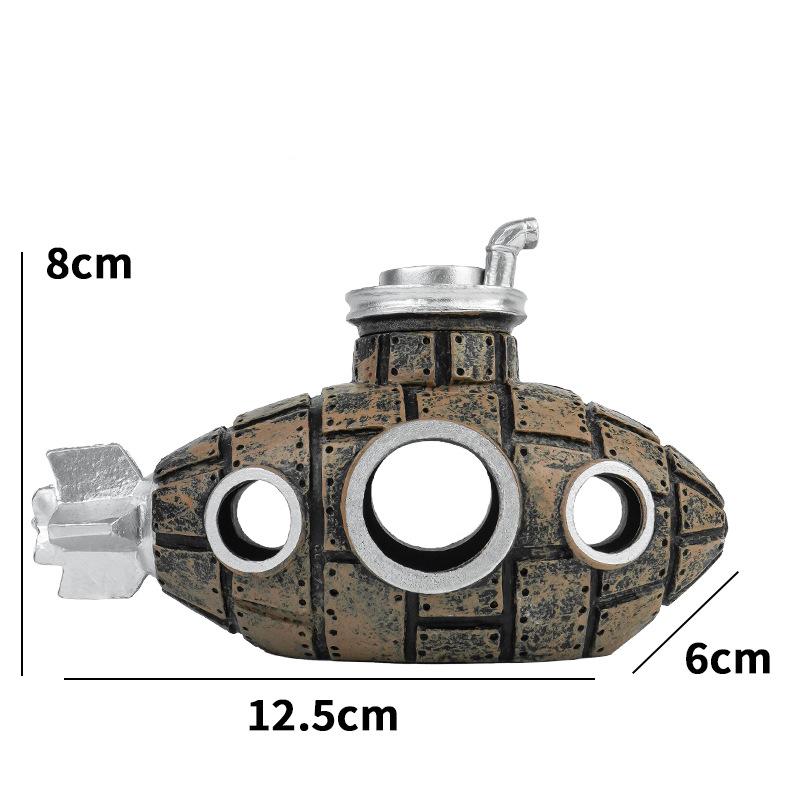 PVC Aquarium Submarine Ornament Waterproof Fish Tank Shelter Decor for Shrimp Crayfish Small Fish Hideout Landscape Accessory
