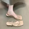 Moda 2025 Nuovo Stile Sandali Donna Tacco Medio Punta Quadrata Design con Cinturino alla Caviglia Tacchi Alti Moda Femminile Scarpe Eleganti per Cerimonia e Ballo
