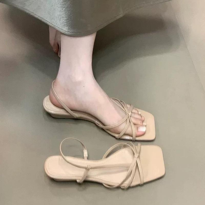 Moda 2025 Nuovo Stile Sandali Donna Tacco Medio Punta Quadrata Design con Cinturino alla Caviglia Tacchi Alti Moda Femminile Scarpe Eleganti per Cerimonia e Ballo