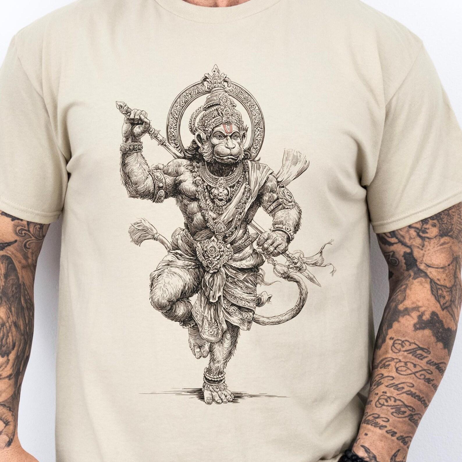 Hanuman Shirt | Hindu Deity T-Shirt | The Monkey King Tee | Unisex Spiritual Yoga Top | Sun Wukong Warrior God Shirt 3XL