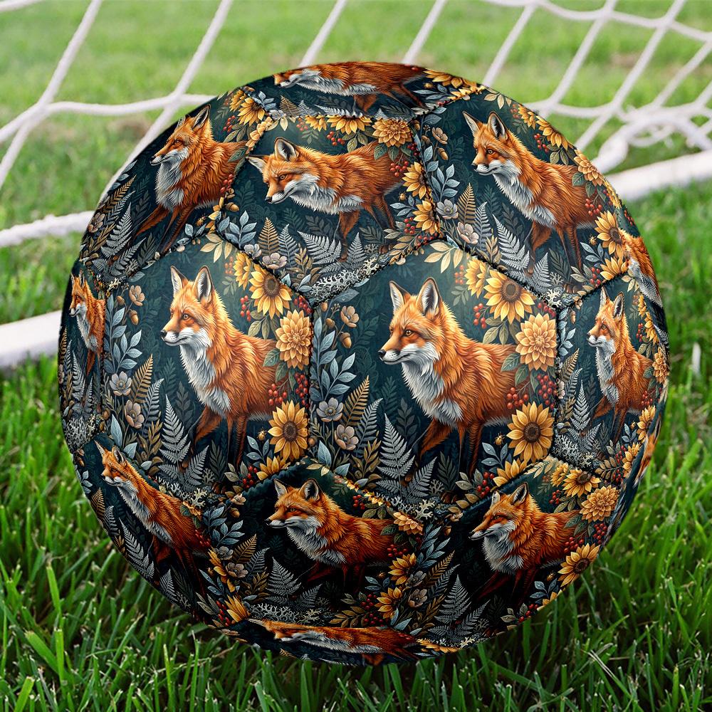 1pc Fox Garden Theme Soccer Ball Football, Size 5, Lightweight PVC, Durable Outdoor Training Soccer Ball, Gift M61476