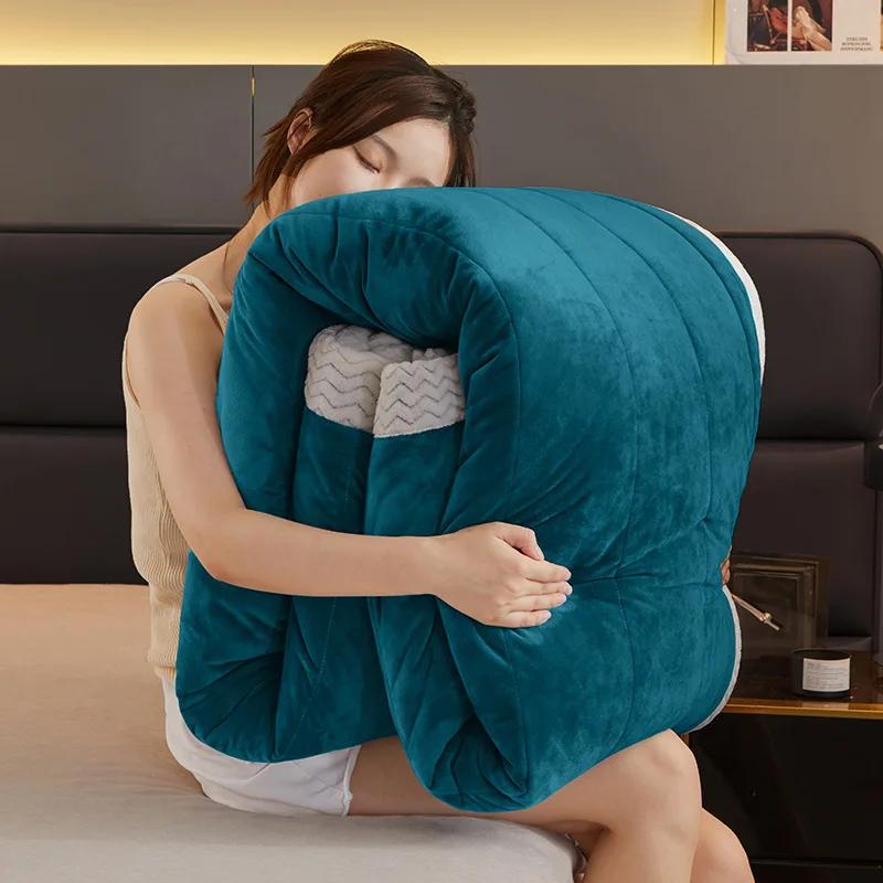 Wool Throw Blanket Keep Warm Winter Bed Blankets Double Sided Queen Duvet Cover Camping Double Bed Cover Bedspread On The Bed