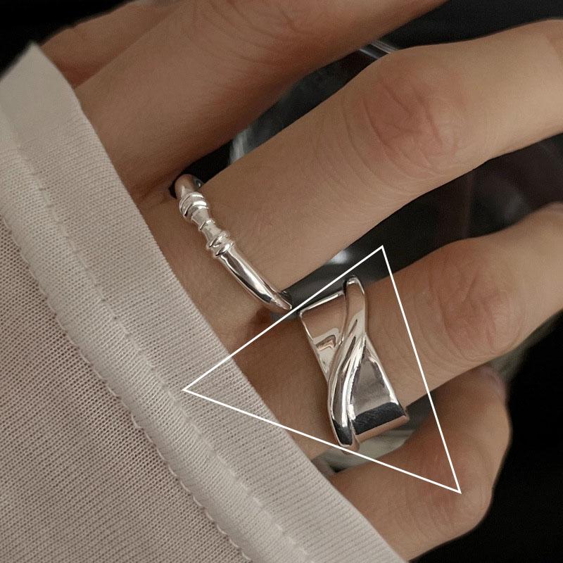 PANJBJ 925 Sterling Silver Unique Lines Ring for Women Jewelry Finger Adjustable Open Vintage For Party Birthday Gift Dropship